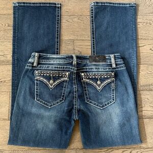Miss Me Rhinestone Pocket Bootcut Jeans